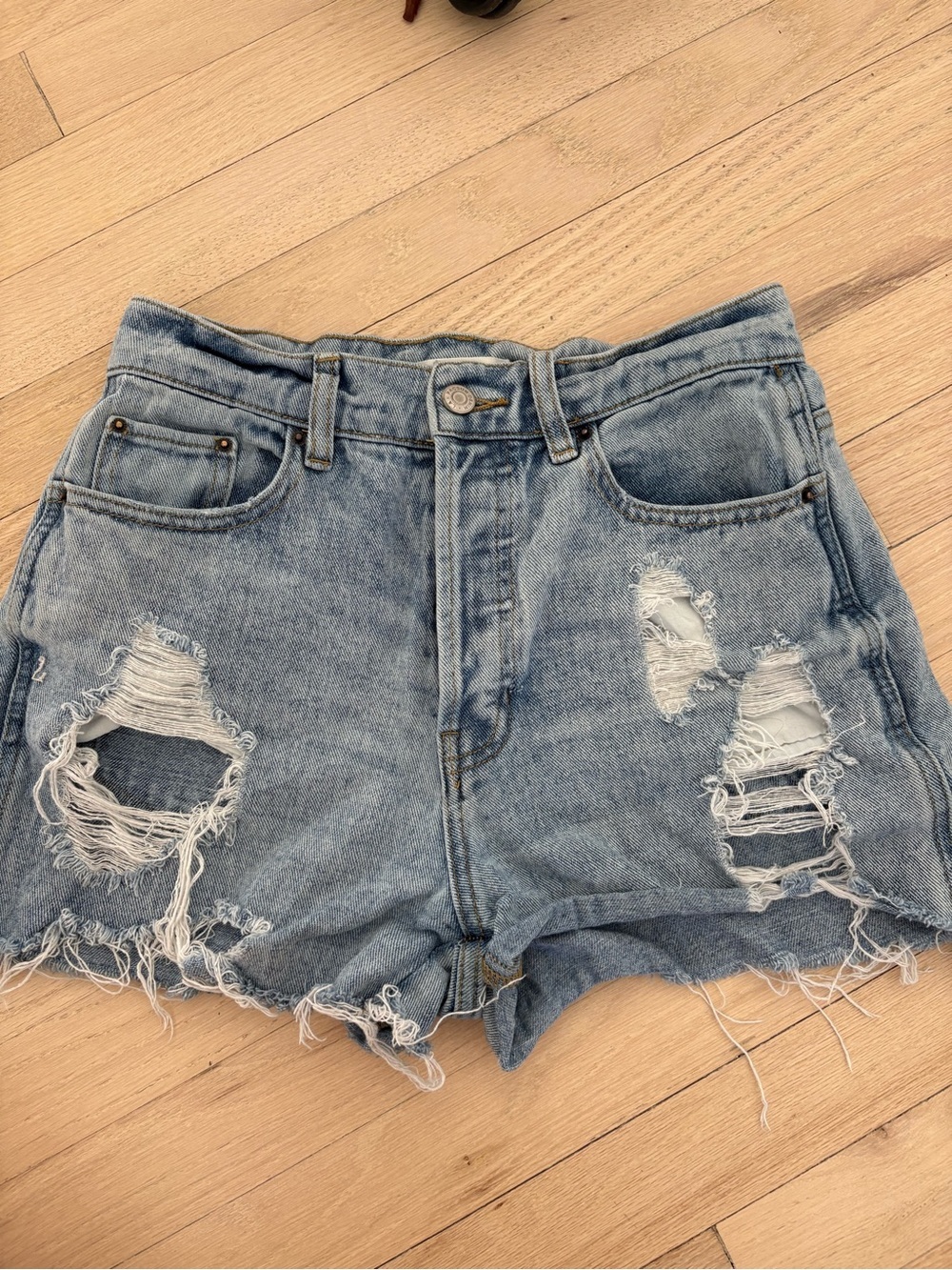 PacSun Light Blue Distressed Denim Cutoff Shorts
